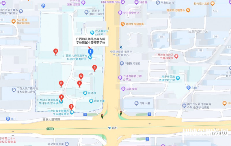 廣西幼兒師范高等?？茖W校附屬中等師范學校地址，乘車路線